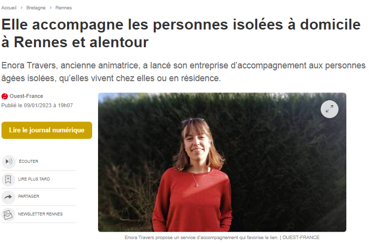 article - ouest france - personnes âgées - accompagnement - domicile